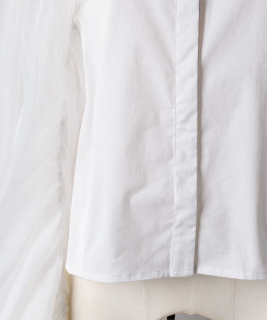ベルヴィンテージ ボリューム スリーブ ブラウス 長袖 シア シャツ 白