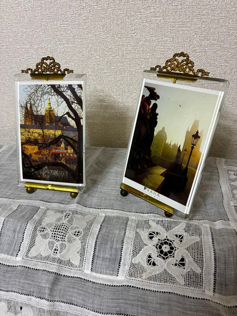 フランスヴィンテージ　ガラス　フォトスタンド