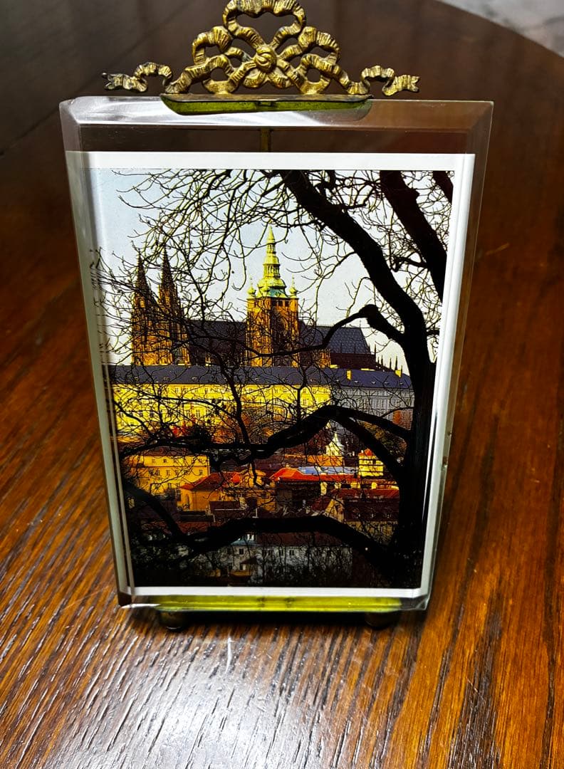 フランスヴィンテージ　ガラス　フォトスタンド