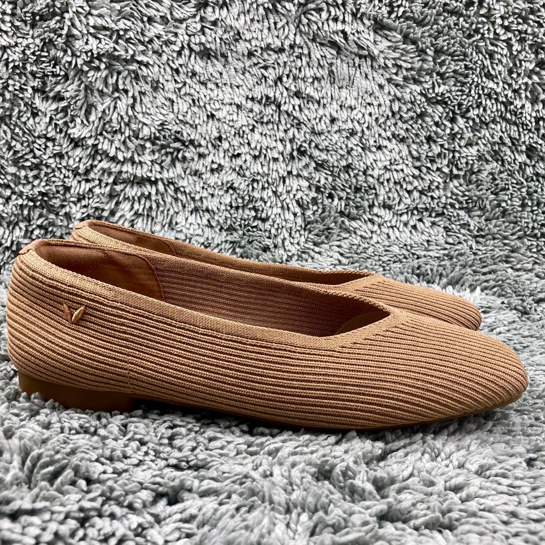 極美品 VIVAIA フラットシューズ スクエアトゥ ニットパンプス23.5