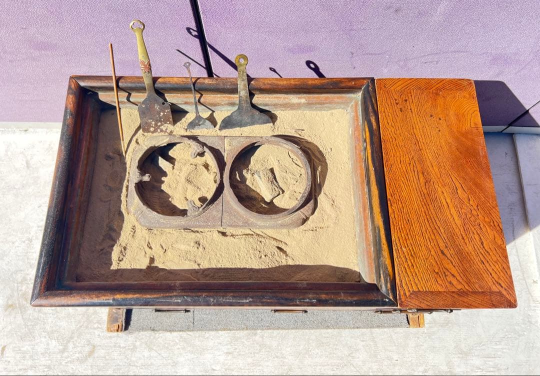 木製火鉢 引き出し付き ガラス蓋