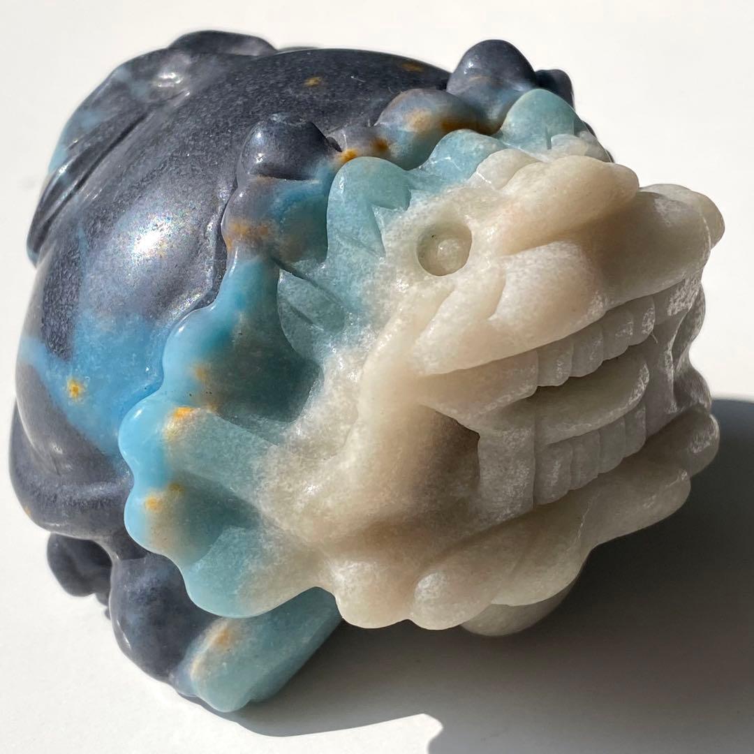 【 天然石 トロレアイト 龍亀 ロングイ さん 約226g 彫物 縁起物 金運