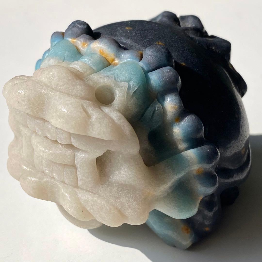 【 天然石 トロレアイト 龍亀 ロングイ さん 約226g 彫物 縁起物 金運