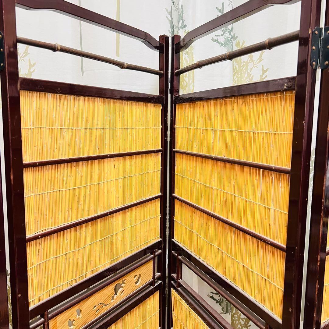 レトロ　￼和風　屏风　衝立　4つ折り　古風