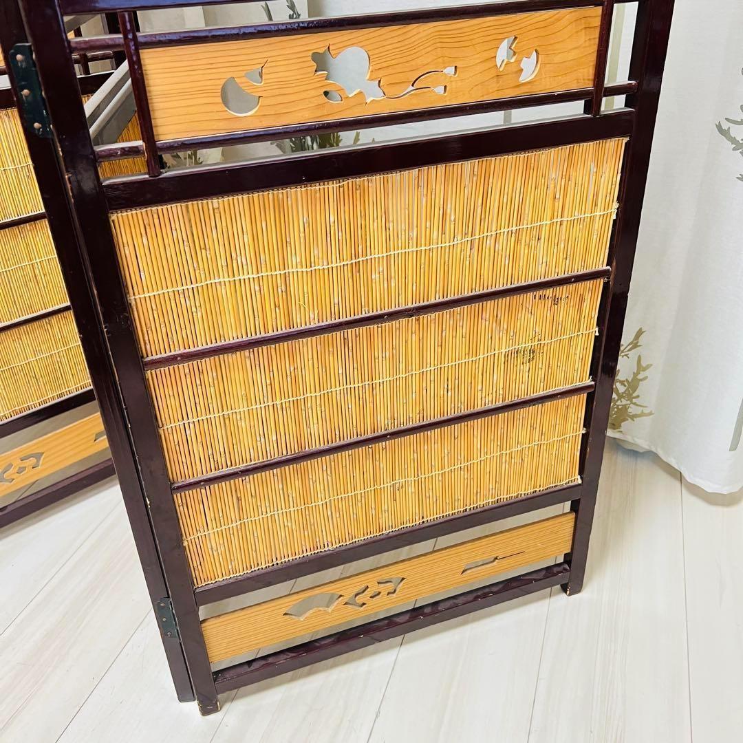 レトロ　￼和風　屏风　衝立　4つ折り　古風