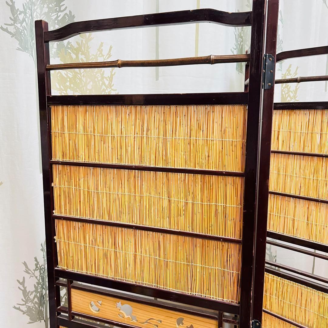 レトロ　￼和風　屏风　衝立　4つ折り　古風