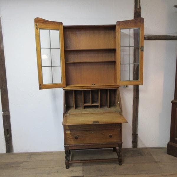 イギリス アンティーク 家具 ビューローブックケース デスク 本棚 6168e