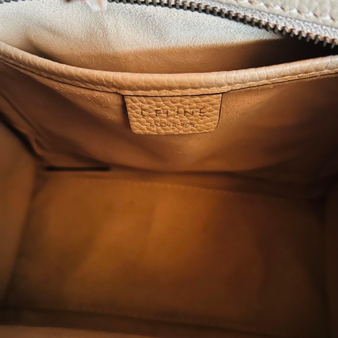 グレー レザー ハンドバッグ ショルダー付 ラゲージナノ ショッパー ベージュ