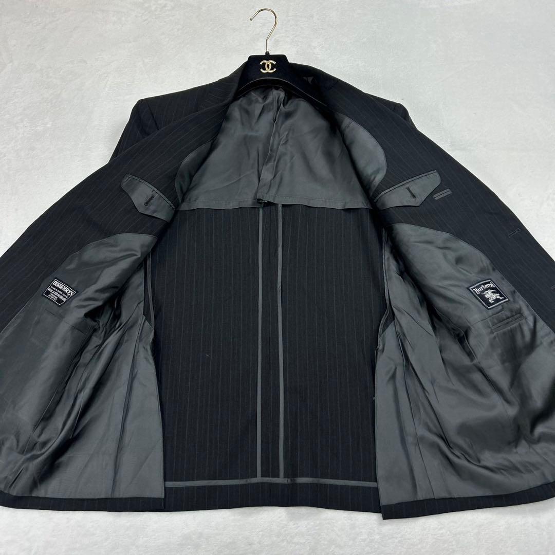 I278 美品 XL バーバリー スーツ上下 ダークグレー メンズ