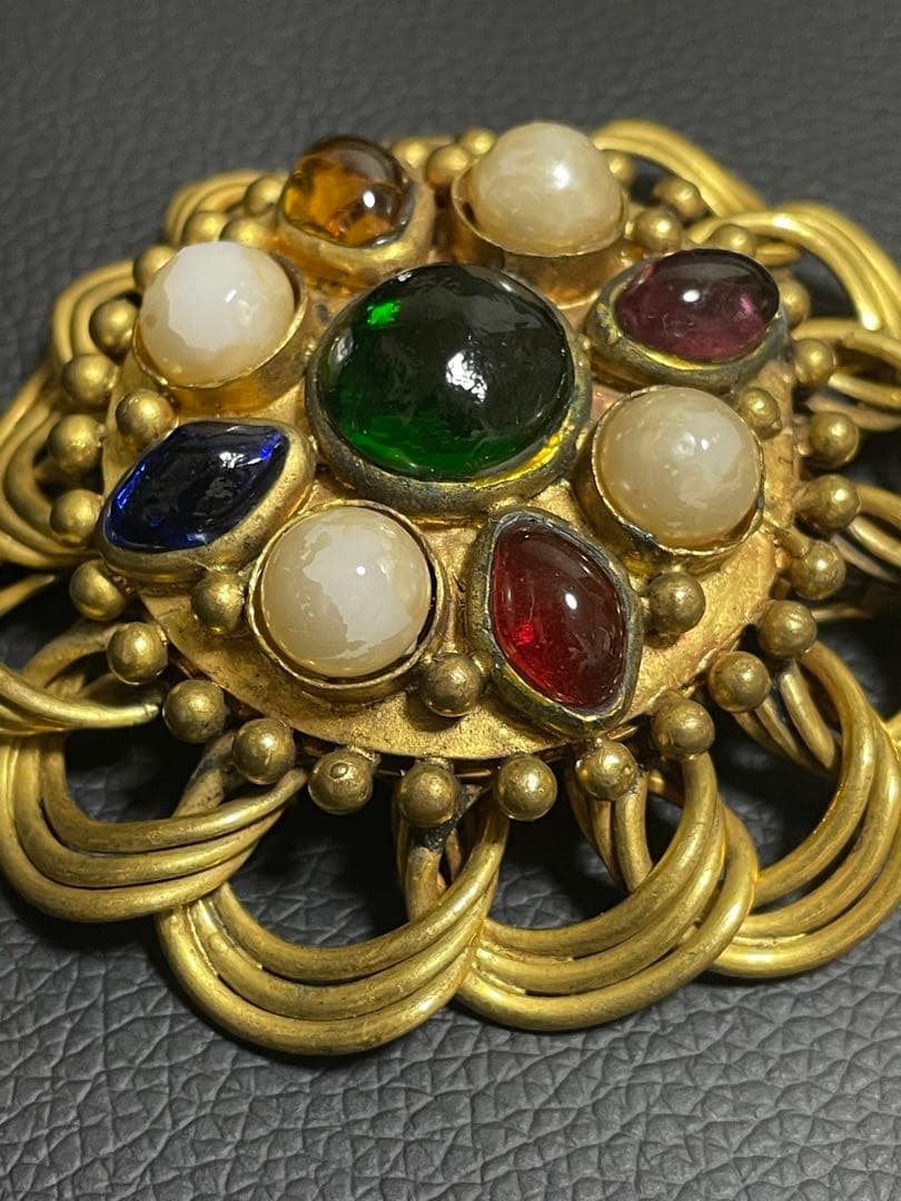 【リナ】CHANEL gripoix vintage ブローチ★超レア★グ