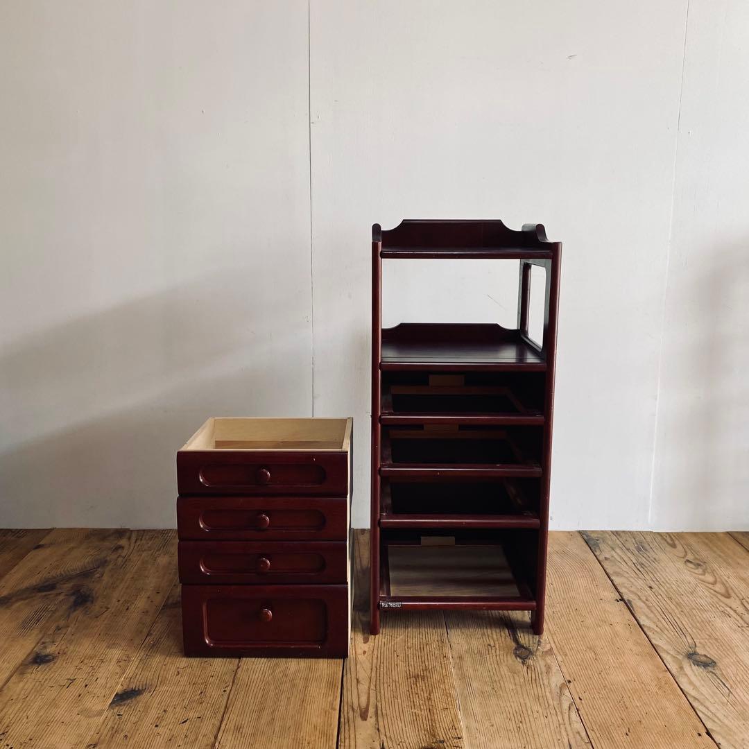 2点セット オールド カリモク シューズラック 電話代 棚 レトロ y21