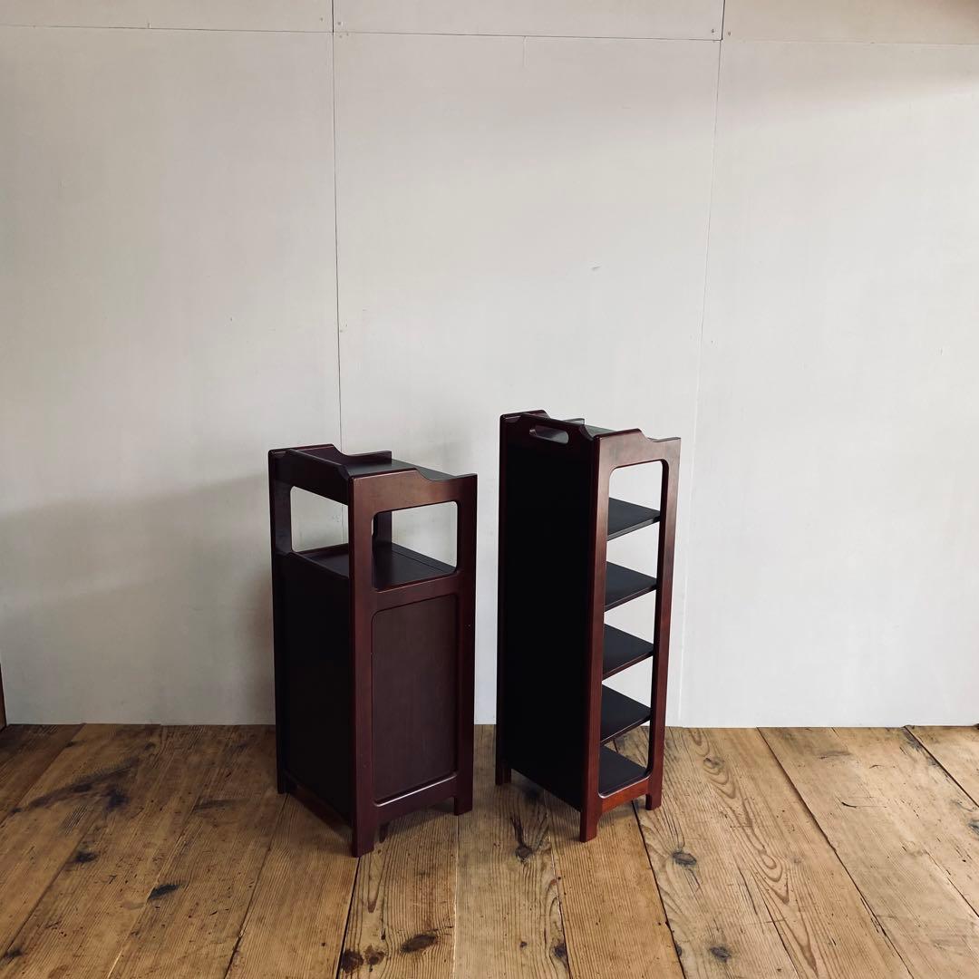 2点セット オールド カリモク シューズラック 電話代 棚 レトロ y21