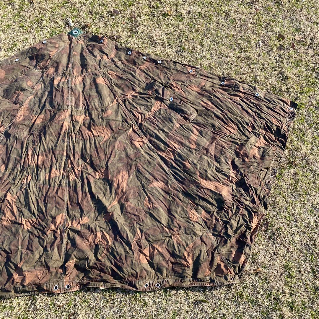 ハンガリー軍幕③　ポンチョ　２枚　ポール・ペグセット　 ワンポールテント