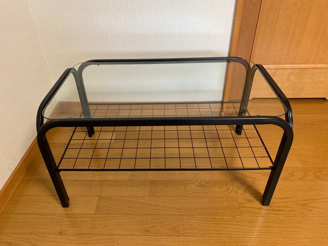 【送料無料】ガラステーブル　昭和レトロ　ビンテージ　家具　メタルフレーム　美品