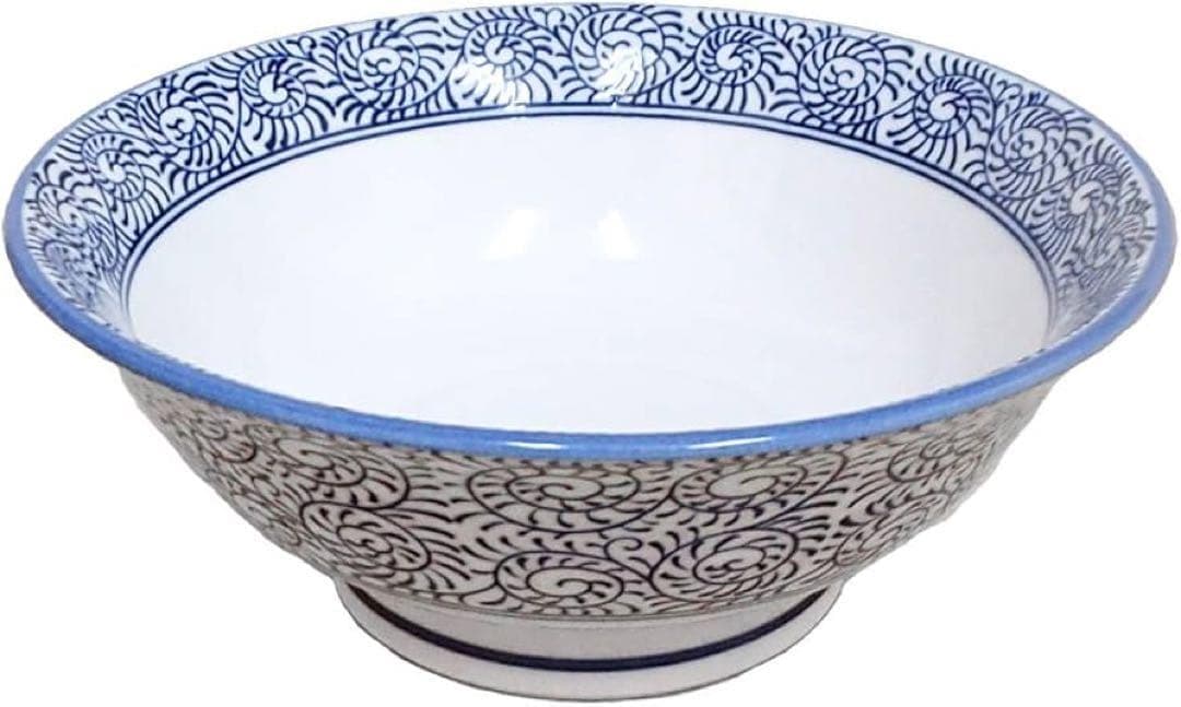 ラーメン丼タコ唐草青6.5寸反高台丼　11点