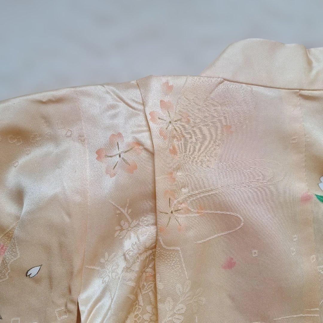 七五三　七歳用正絹着物と作り帯、小物セット中古品