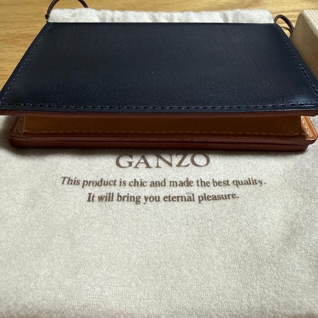 ガンゾ THIN BRIDLE (シンブライドル)通しマチ 名刺入れ ブラック