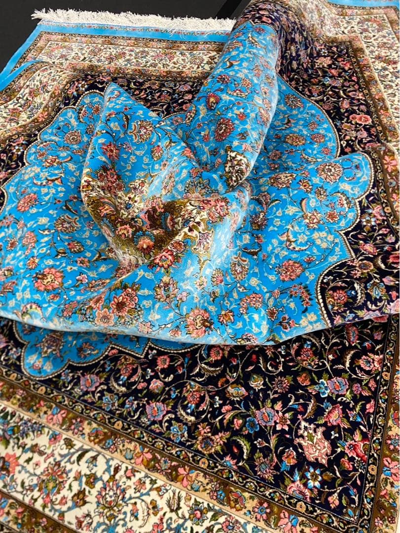 最高級希少作 ペルシャ絨毯 イラン クム産シルク100% 手編み　289万ノット