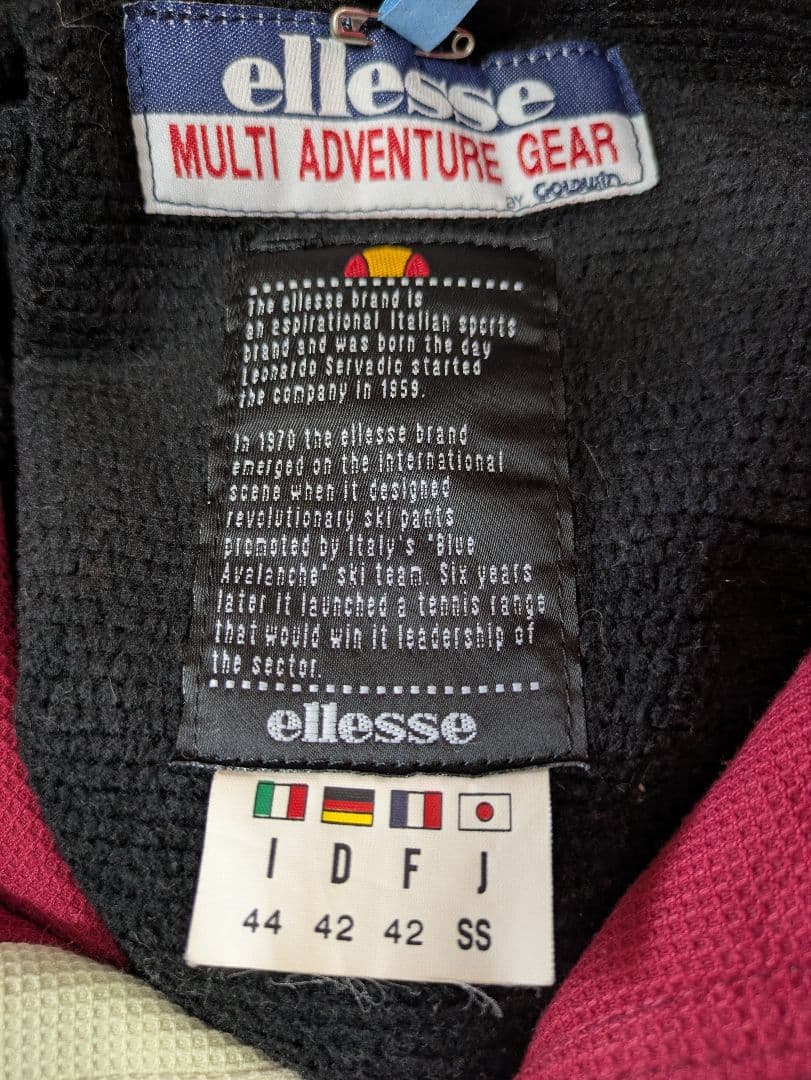 エレッセellesseスキーウェア＋手袋 オフホワイト×赤色 S～SSサイズ