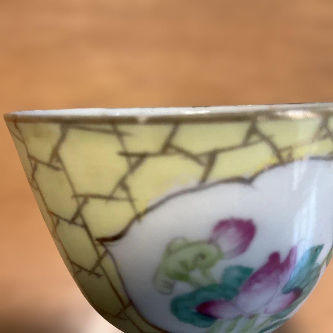 花柄模様茶碗、中国民国時代