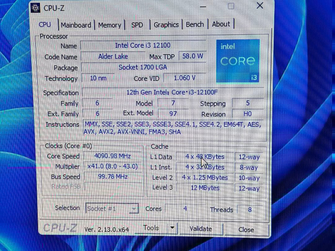 CPU Intel Core i3-12100F CPU LGA 1700