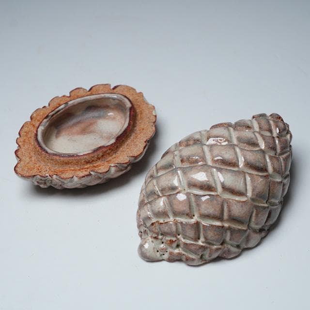 十三代 田原陶兵衛　萩松実香合　共箱　茶道具　萩焼　初釜　お正月