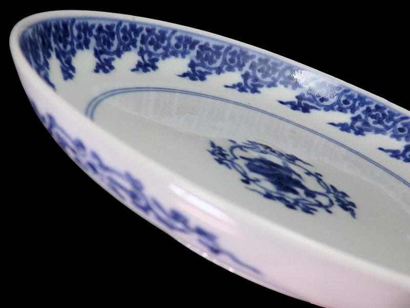 古伊万里　型紙摺　獅子唐草の図　６寸半皿　元禄期　A302AS-DBw