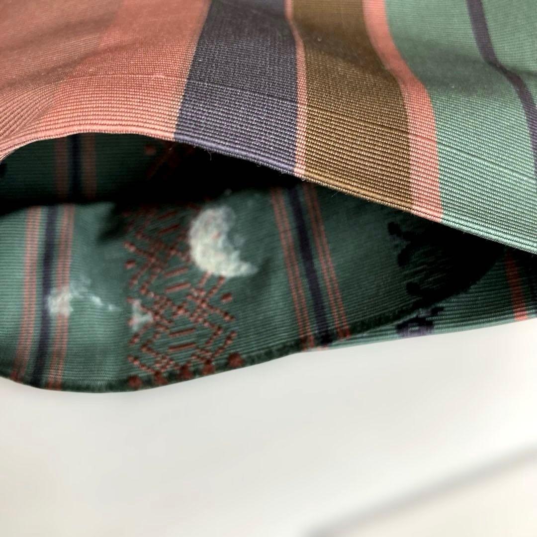 Rin 本場筑前博多織　半幅帯　深緑　正絹　織り出し　No.5-22