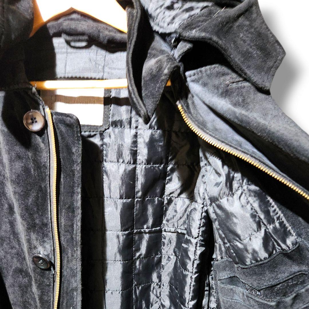 欧州輸入古着フーディレザージャケット 本革 vintage BIGsize(わ)