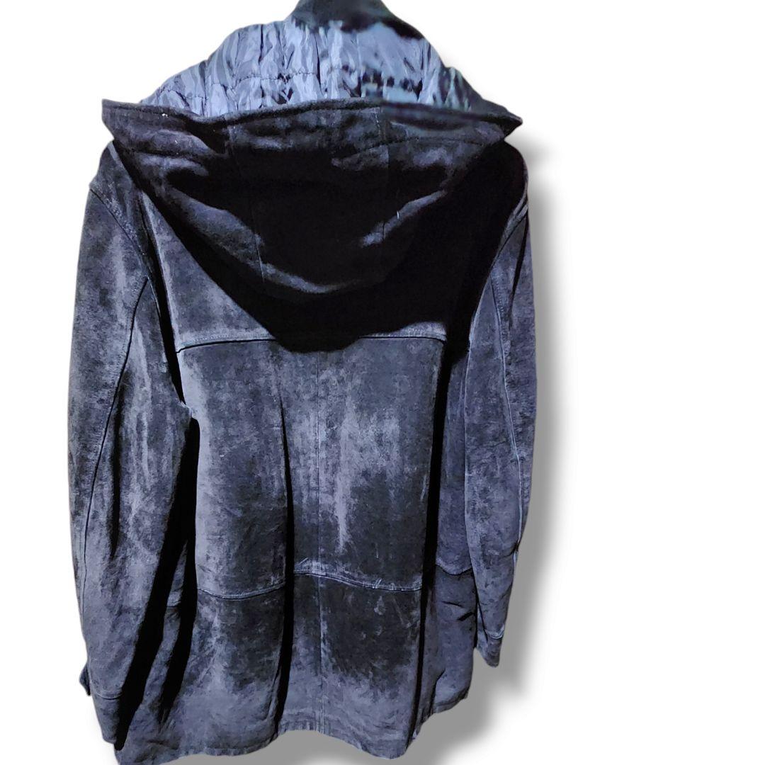 欧州輸入古着フーディレザージャケット 本革 vintage BIGsize(わ)