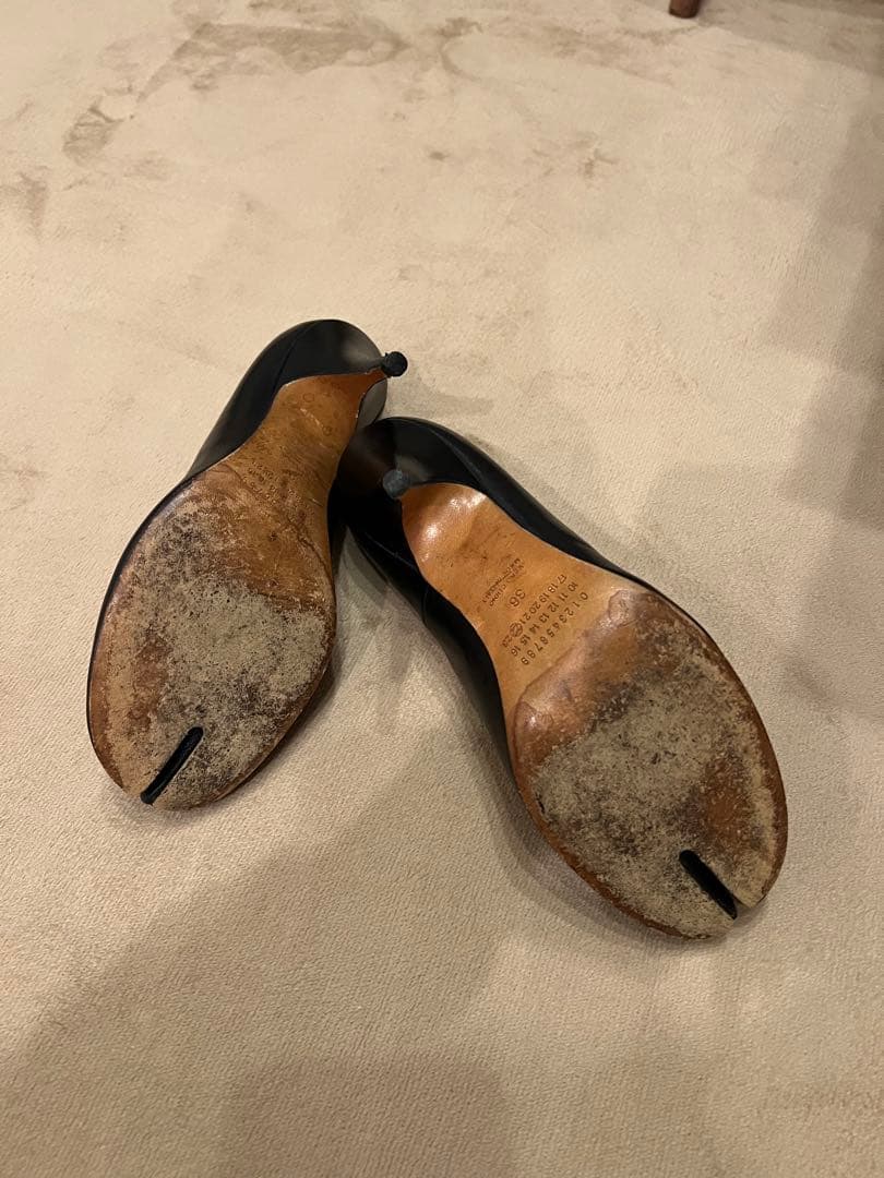 masionオープントゥ ブラック パンプス