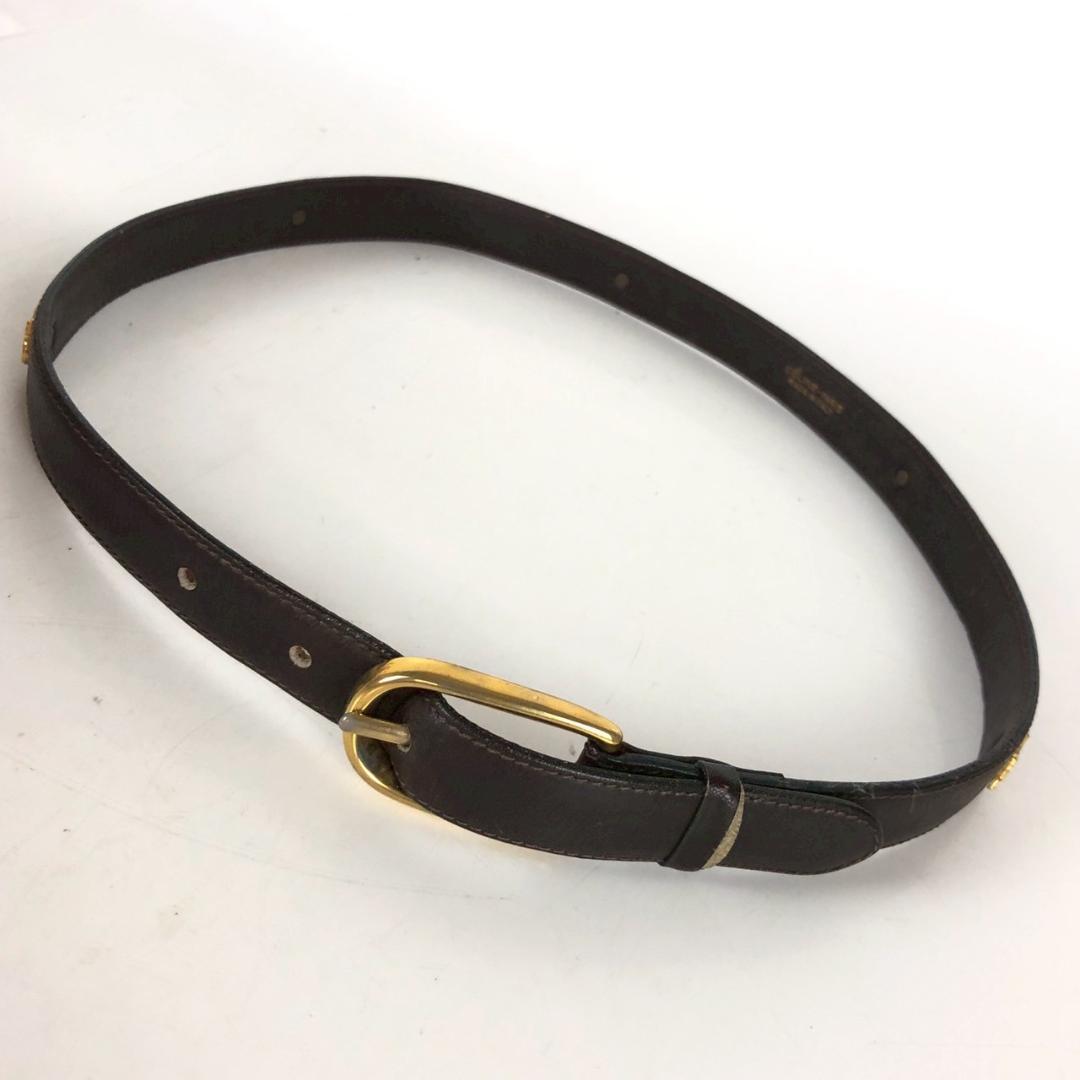 CELINE レザーベルト 馬車金具 ゴールドバックル