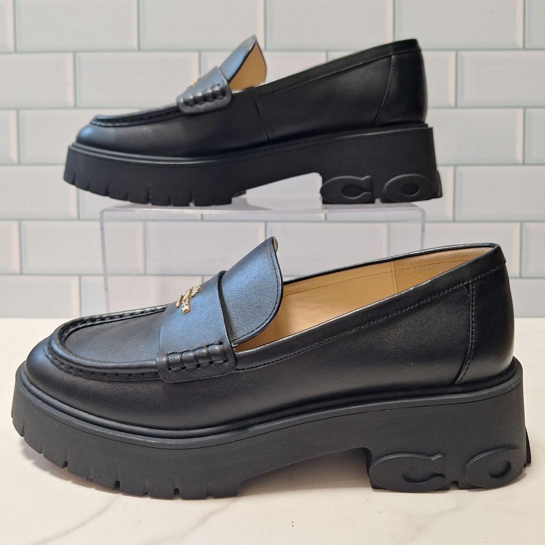 【良品】 COACH コーチ 厚底ローファー 24.5 ルーシー レザー