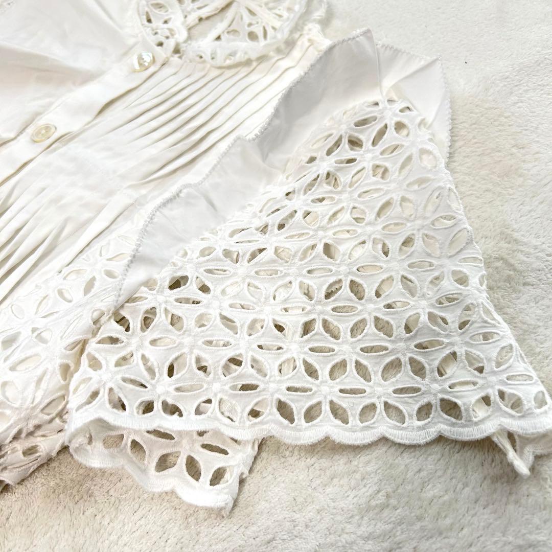 Self Portrait レースデザイン ミニワンピース 半袖 ホワイト