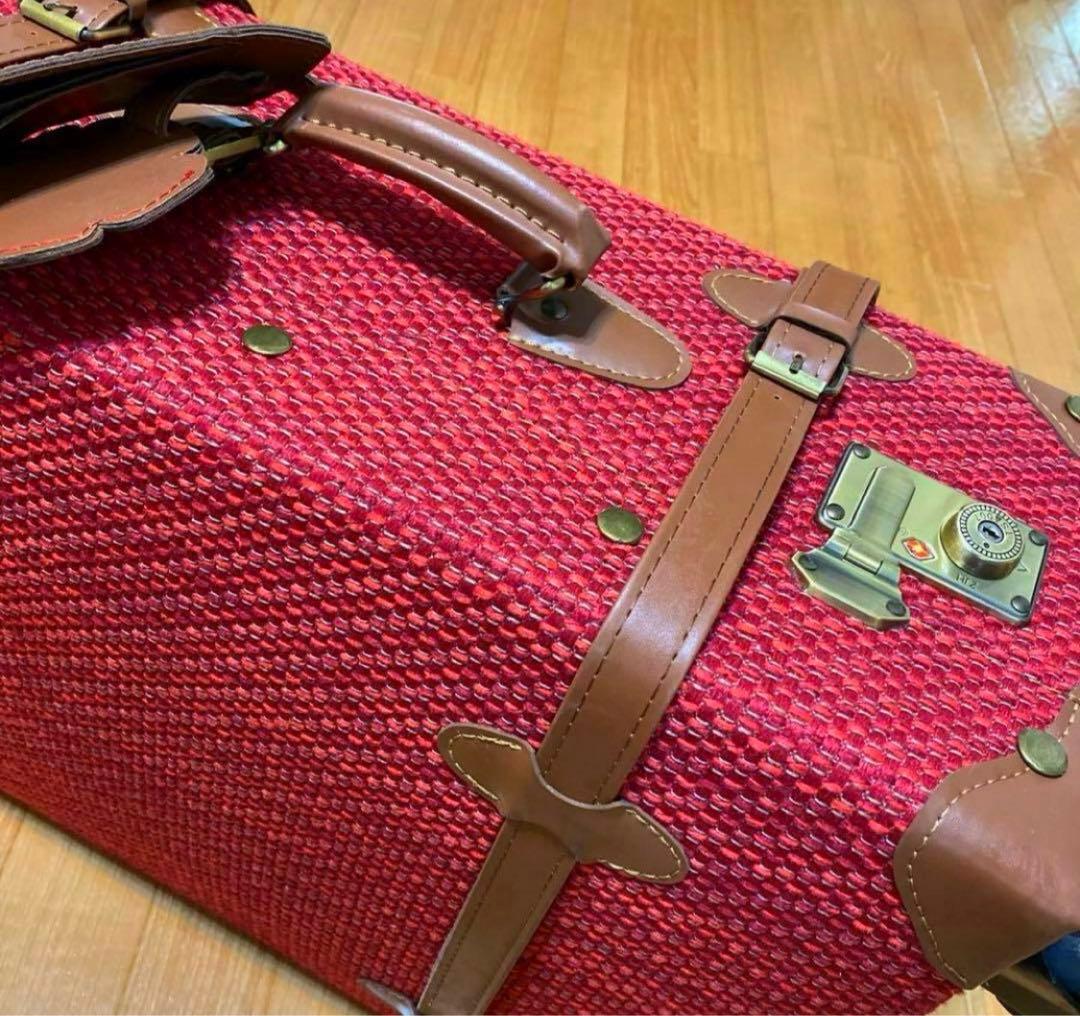 HANAism赤 可愛いトランク型キャリーケースキャリーバッグスーツケース中型M