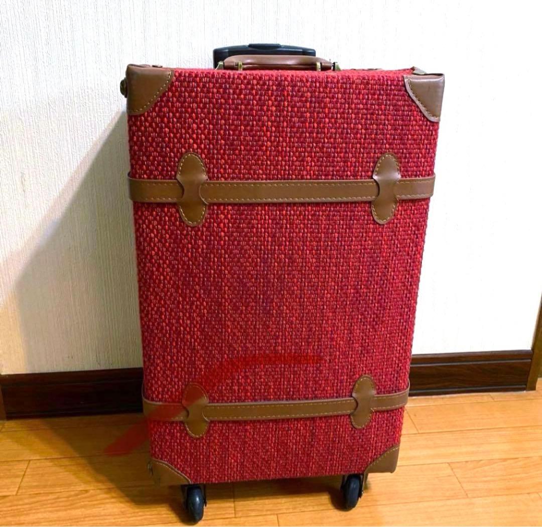 HANAism赤 可愛いトランク型キャリーケースキャリーバッグスーツケース中型M