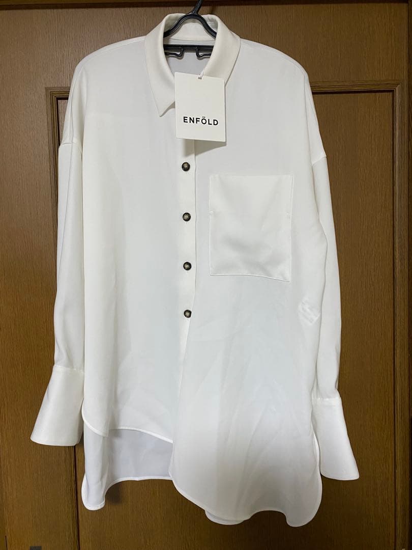 ENFOLDエンフォルドDRAPE-HEM SHIRTドレープヘムシャツ白シャツ