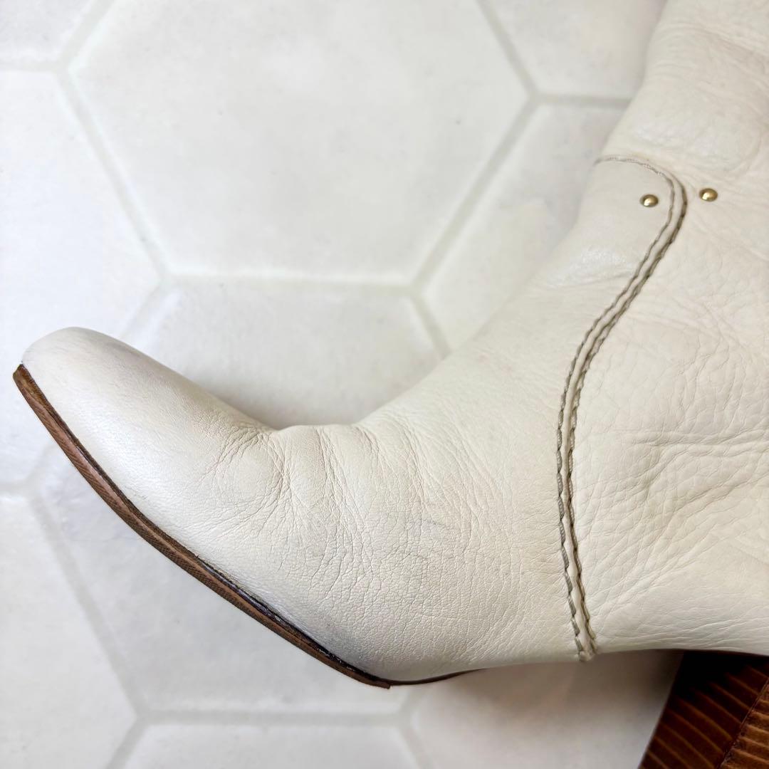 希少◆名作デザイン【Chloe】パディントンライン ロングブーツ 白 23.5