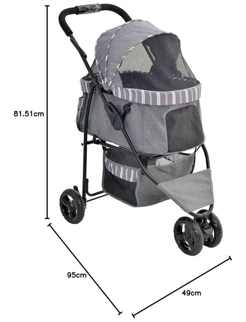ジェックス　わんわんカート スマートハンディ ストライプグレー 防寒レインカバー