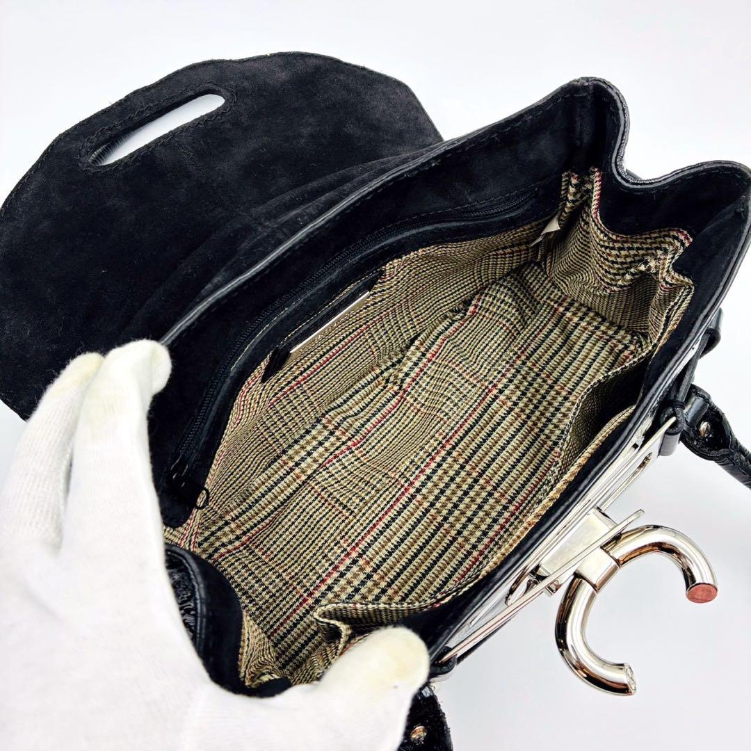 フランチェスコビアジア パテントレザー ハンドバッグ シルバー金具 黒 y2k