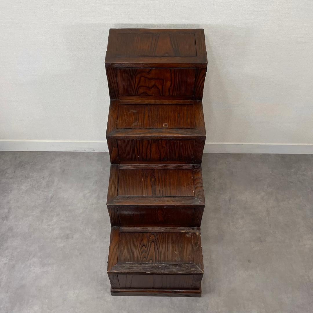 両面 階段箪笥 4段 飾り棚 民芸家具 小物入れ レトロ ヴィンテージ 和家具