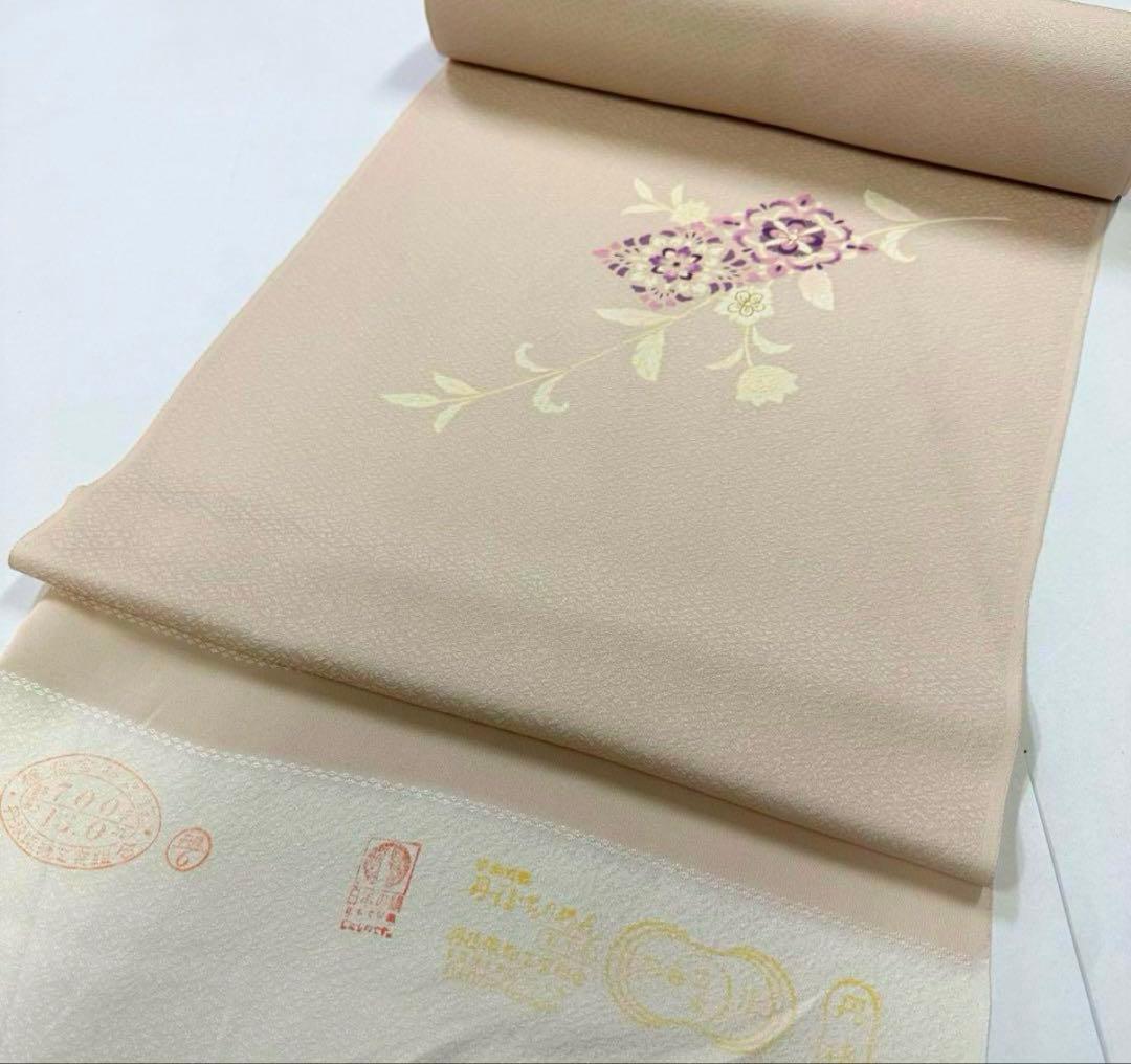 着物　正絹　反物　訪問着　付け下げ　手描き　友禅　薄ピンク