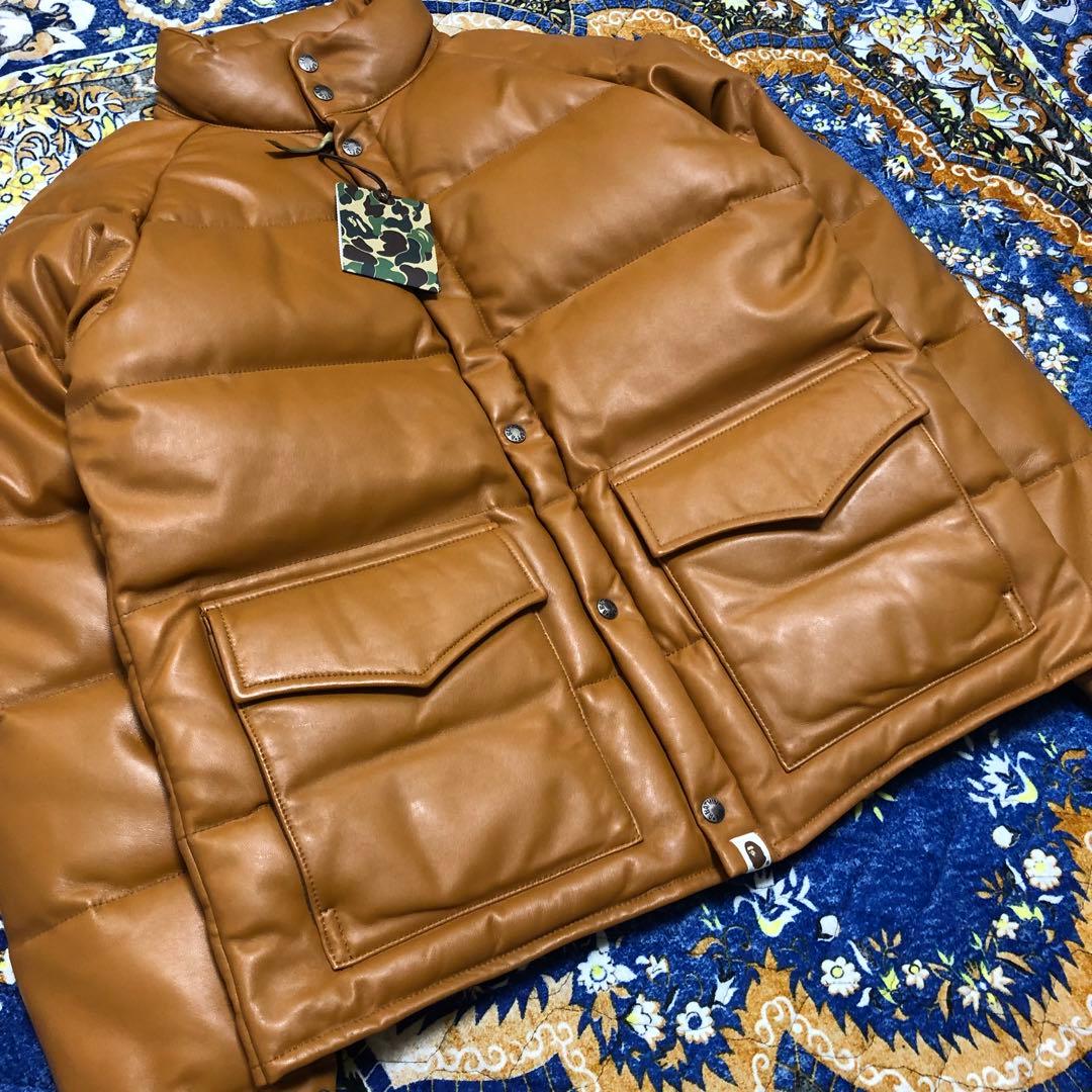 アベイシングエイプ　レザーダウンジャケット　hero XL