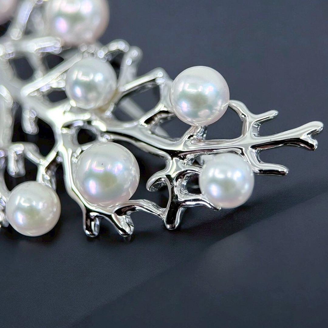【未使用】ミキモト　ブローチ　コサージュ　アコヤ　パール　本真珠　リーフ