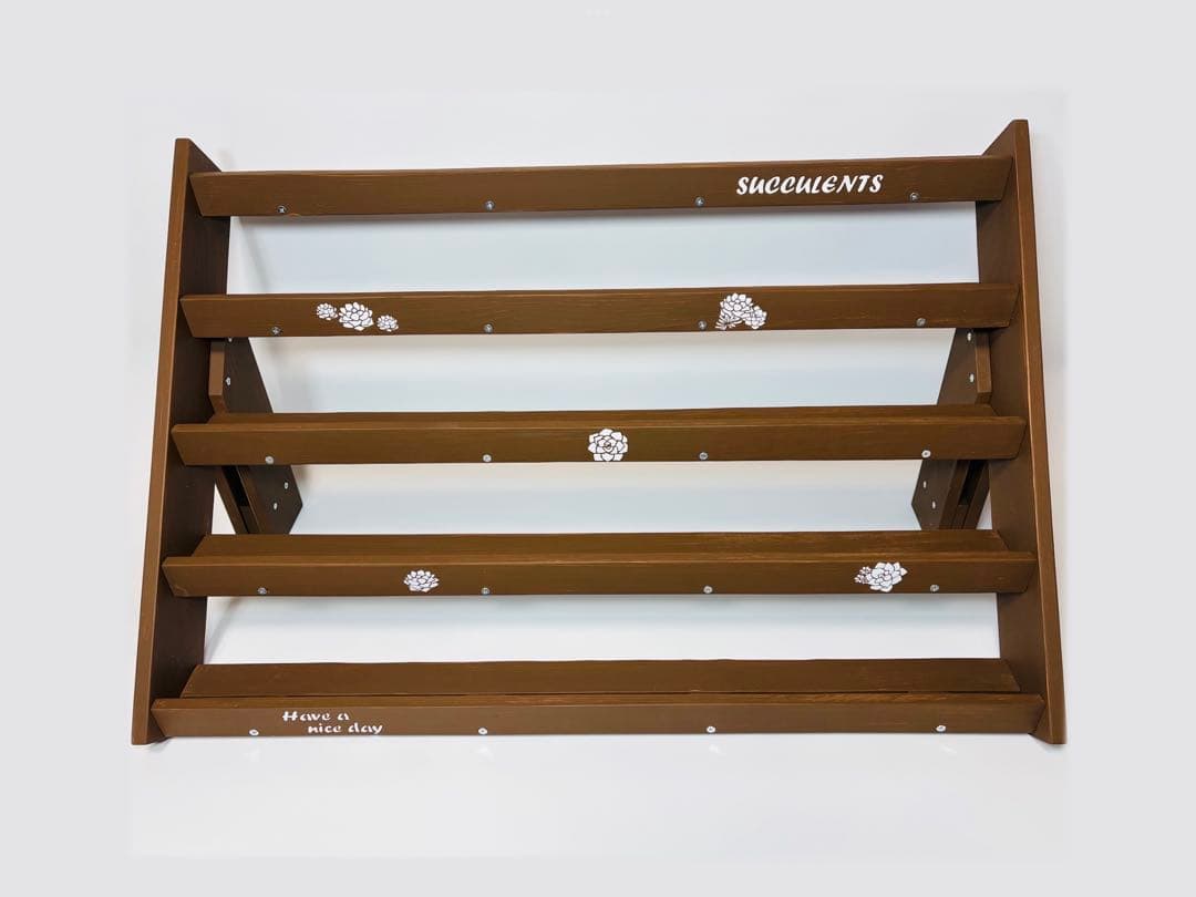 多肉棚　5段ワイド80cm木製プランターラック　チョコレートブラウン