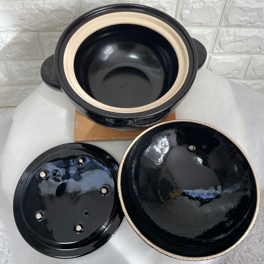 新品未使用品/長谷園のかまどさん、伊賀焼窯元、3合炊き、天然木宮島杓子付き、国産