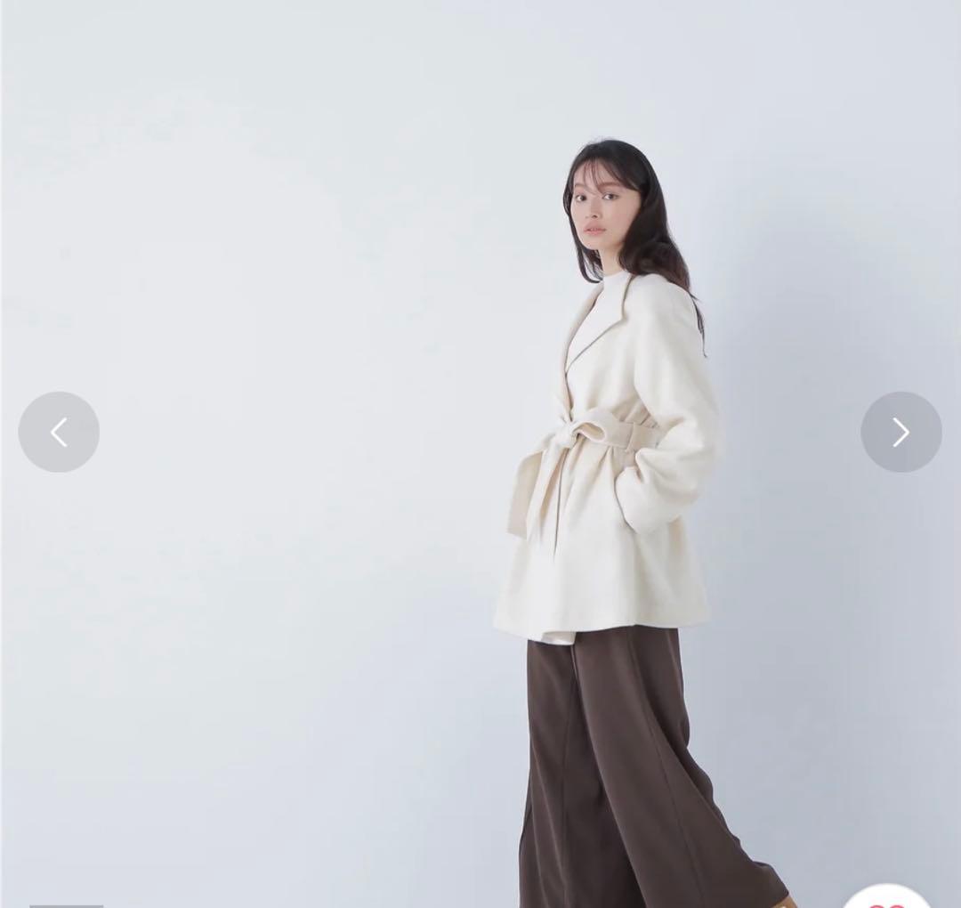 NATURAL BEAUTY BASIC ベルテッドミディコート オフホワイトS