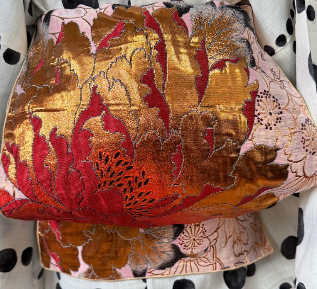 大人兵児帯【スノーホワイト　プラチナシルバー】【篤姫】【シャクヤク紅】