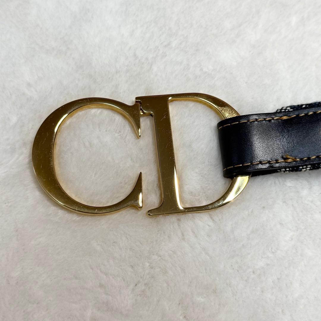 美品 Christian Dior トロッター柄 ベルト CD金具 ゴールド金具