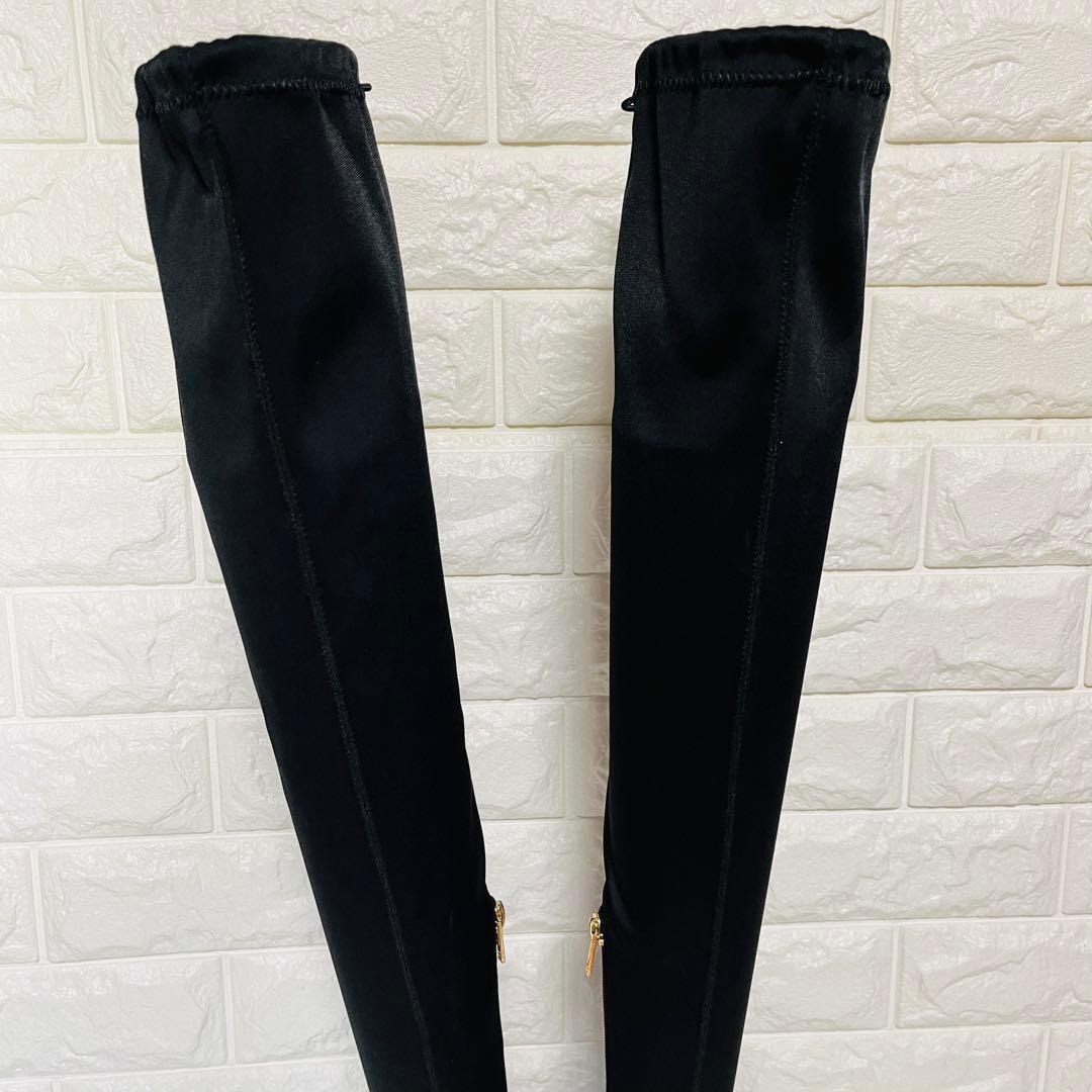 【極美品】YELLO 厚底ストレッチニーハイ ブーツS黒サイドジップ Y2K